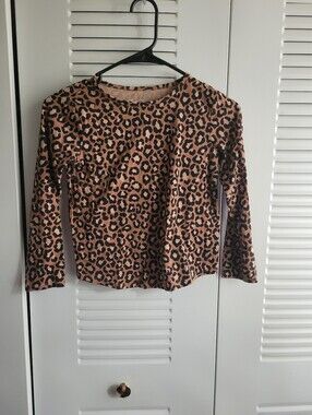 Leopard Print Long Sleeve Top - Tan & Black